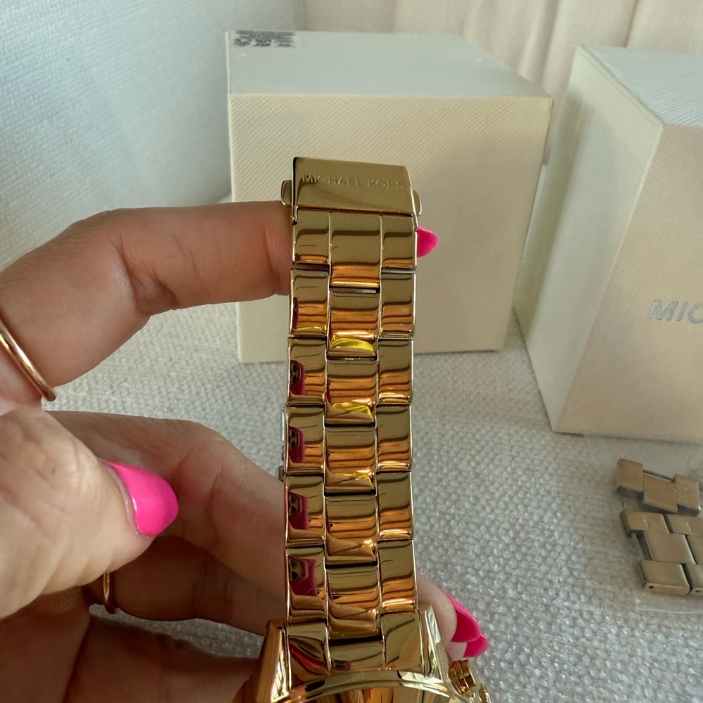 Gold Watch with Crystal Accents - Picture 10 of 12